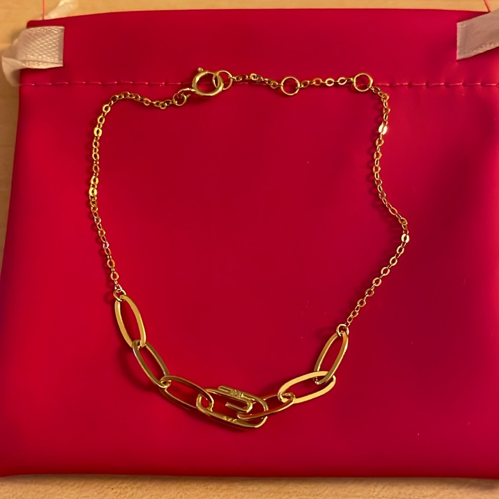 Pave safety pin paper clip bracelet